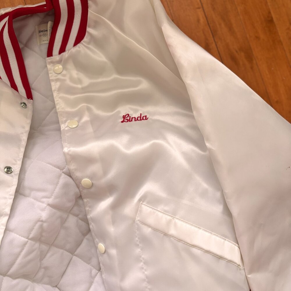 Vintage Satin Nylon Bomber Jacket Dorchester Swingers Cambridge Maryland M Linda - Picture 7 of 8